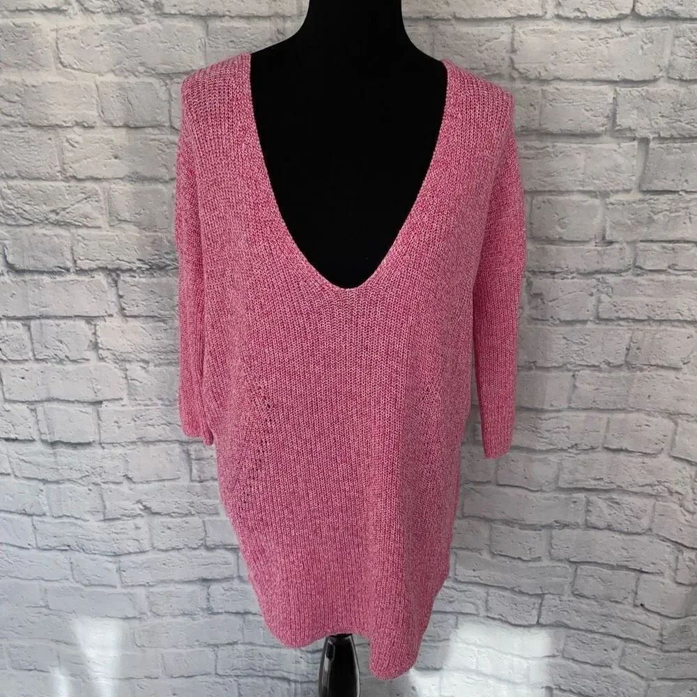 Express new with tags batwing plunging vneck knit sweater marble pink white M